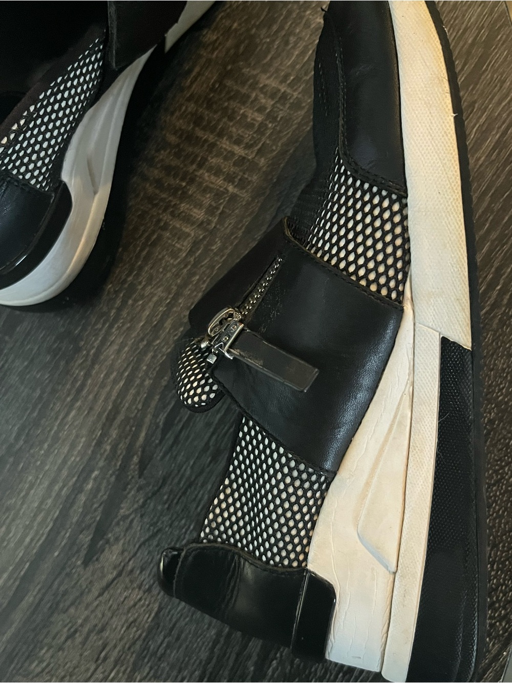 Michael Kors Black and White Mesh Slip-On Loafers - Picture 2 of 2